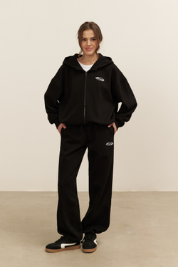 Брюки-трансформеры, с начесом, черные