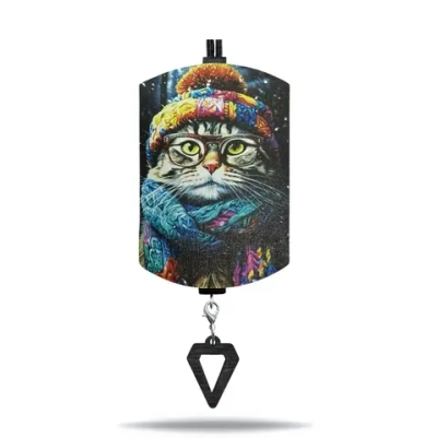 Ароматная подвеска цветная «Зимний кот» в упаковке с мини-брелоком, аромат в ассортименте (КОМПЛЕКТ)