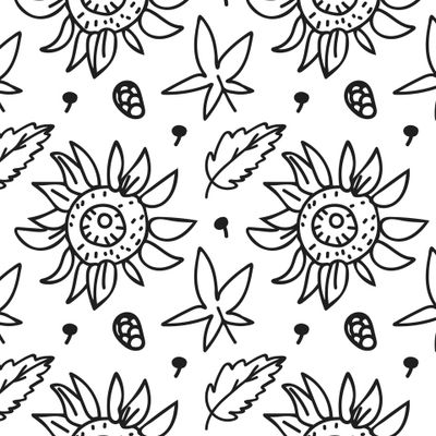 Бесшовный принт c осенней ботаникой