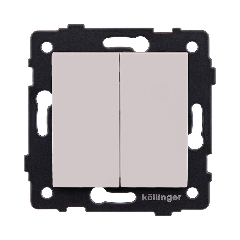 Выключатель кнопочный 2-клавишный 10А/250В, кашемир матовый Kollinger REA-S-011CM для Aspekt, Eleganz, Reflex