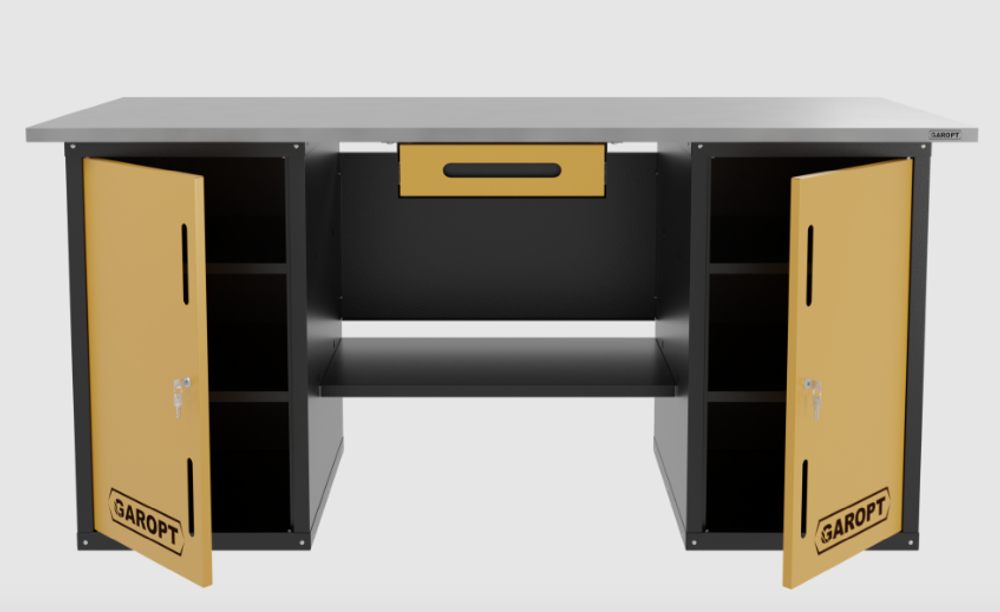 Верстак двухтумбовый с ящиком, желтый 1800*700 Garopt, GT1800DDY1.yell