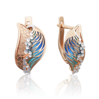 Серьги с английским замком из красного золота c эмалью Артикул: 02-3908-00-000-1110-48