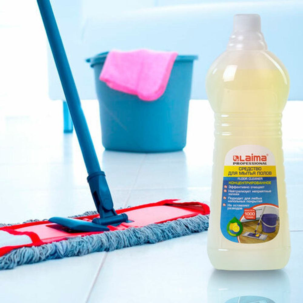 Средство для мытья пола 1 кг, ЛАЙМА PROFESSIONAL концентрат, "Лимон", 601607