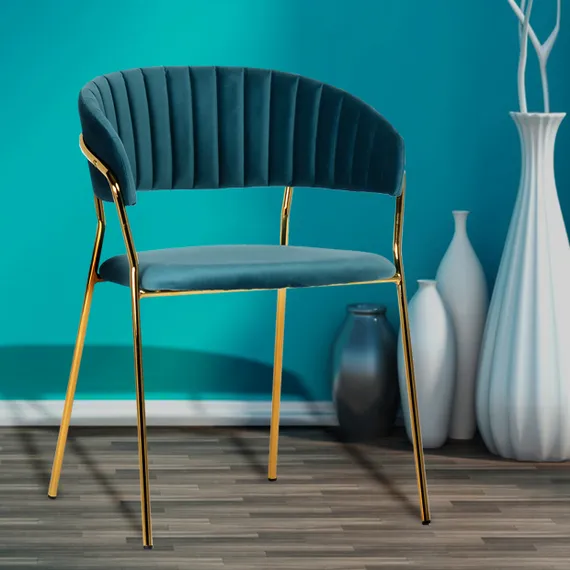 Стул Turin бирюзовый с золотыми ножками