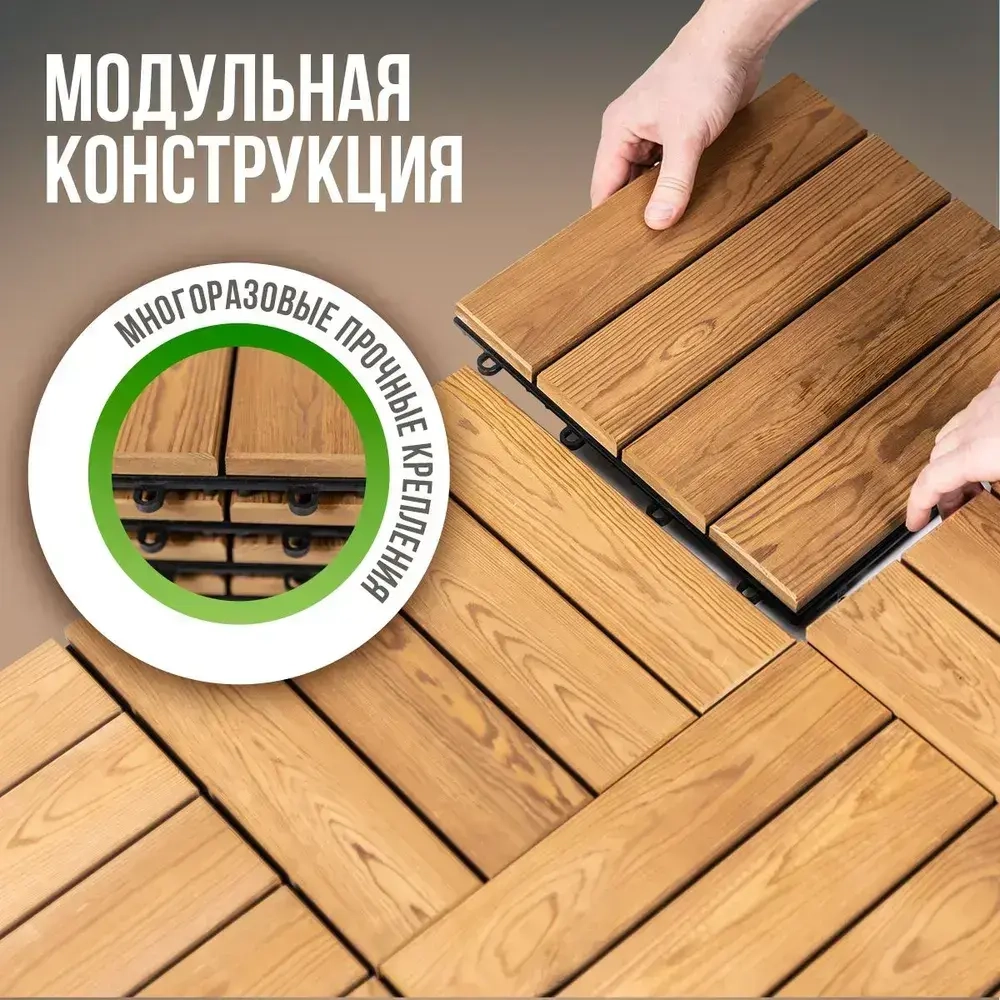 Садовый паркет термососна, модульное напольное покрытие для бани и балкона, террасная плитка