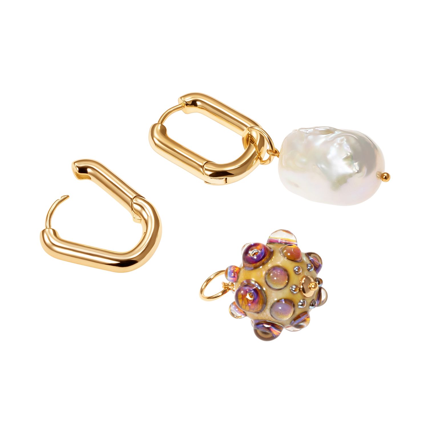 Серьги With Murano Sand Bead And Pearl Earrings