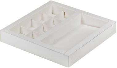 Коробка для конфет с пластиковой крышкой и для шоколадной плитки 8 конфет