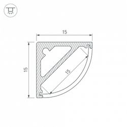 Профиль накладной Arlight SL-KANT-H15-2000 ANOD 019327