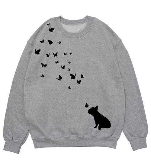 Свитшот "Французский бульдог и бабочки"