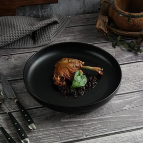 Тарелка с бортом d=25.5 cм,фарфор "NOBLE" серия "Fine Plus-Black Sand"