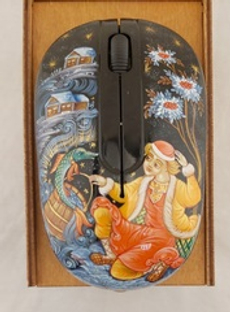 Мышь беспроводная с ручной росписью "Емеля" N3