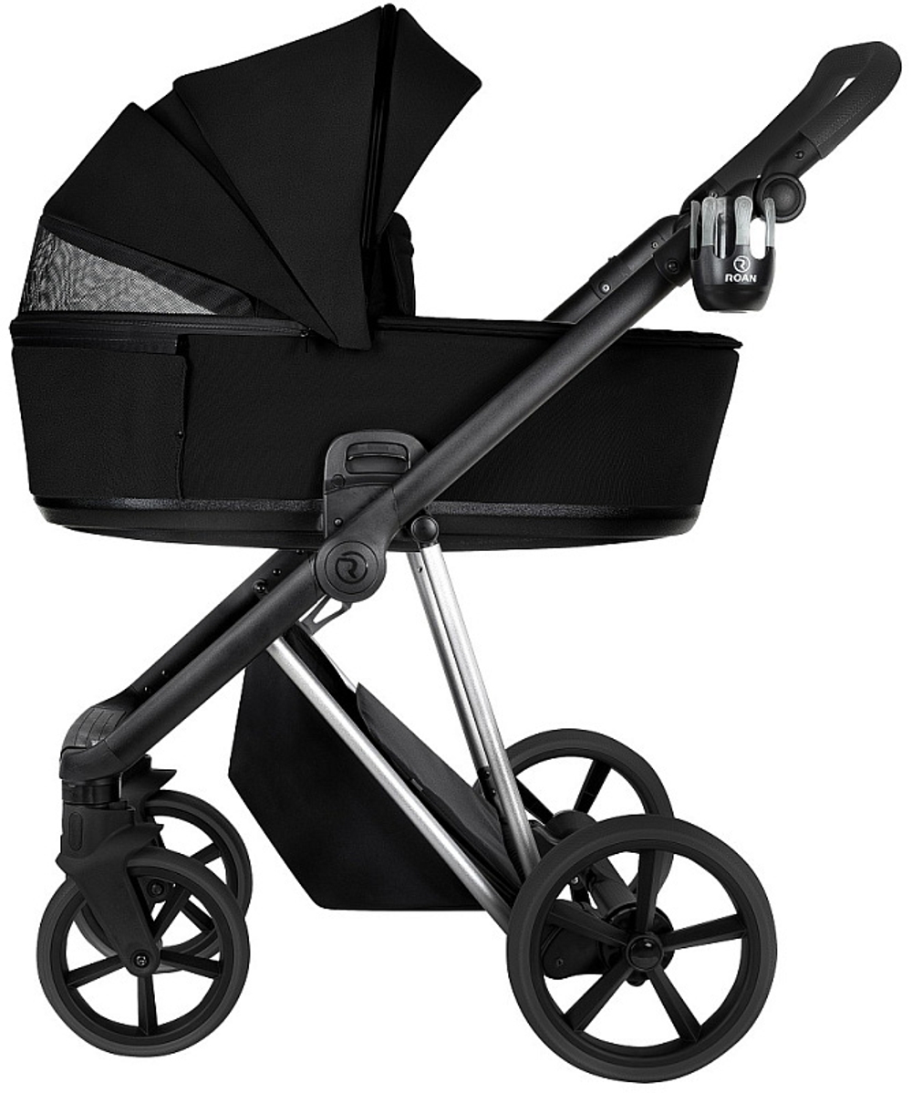 Детская коляска Roan Sol Vintage Luxury 2.0 2 в 1 VIN 05/CB Caviar Black/Nickel/руч.Black