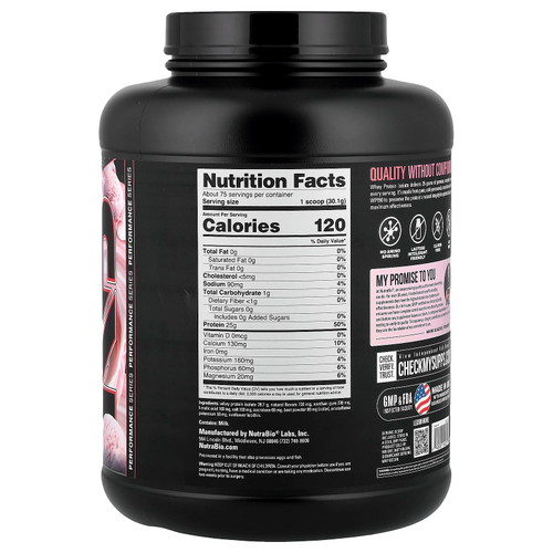 NutraBio, изолят сывороточного протеина, со вкусом клубничного мороженого, 2268 г (5 фунтов)