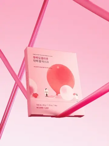 Round Lab Гидрогелевая маска с экстрактом камелии и коллагеном Camellia Deep Collagen Firming Gel Mask 34 гр х 4 шт