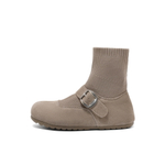 BELLE Cow Split Leather Ankle Boots 3cm Women"s Gray