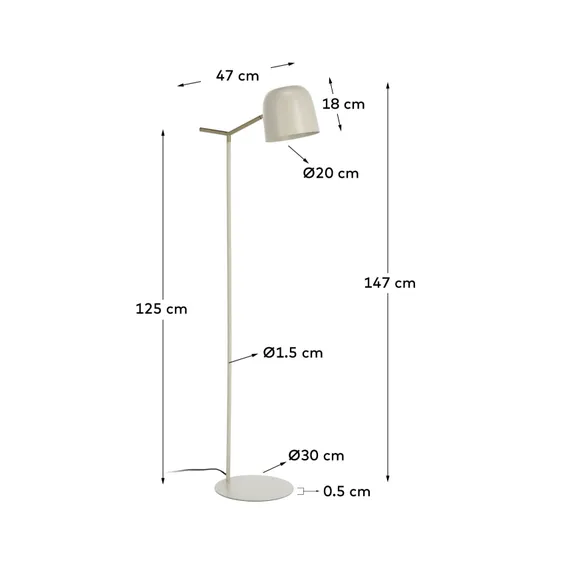 Торшер Alish 142 см, бежевый