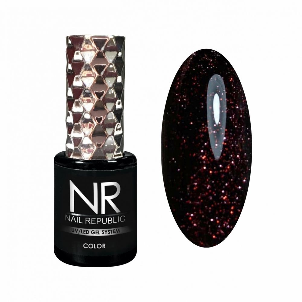 NR Гель-лак 398 - Мерцающий красный салют, 10 мл
