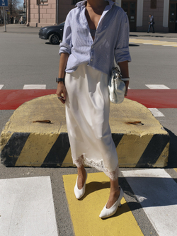 Юбка миди на резинке с кружевом wh