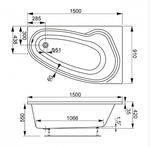 Акриловая ванна VAGNERPLAST AVONA 150x90 Right