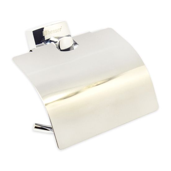 Бумагодержатель универсальный 13.5х4.5х12 см из нержавеющей хромированной стали с крышкой Besser