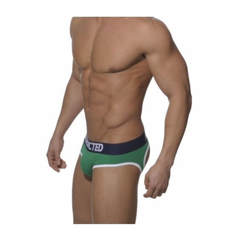 Мужские трусы джоки зеленые с темно-синей резинкой Addicted