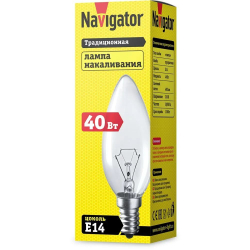 10 шт Лампа накаливания свеча Е14 40 Вт прозрачная Navigator 94303 NI-B-40-230-E14/CL