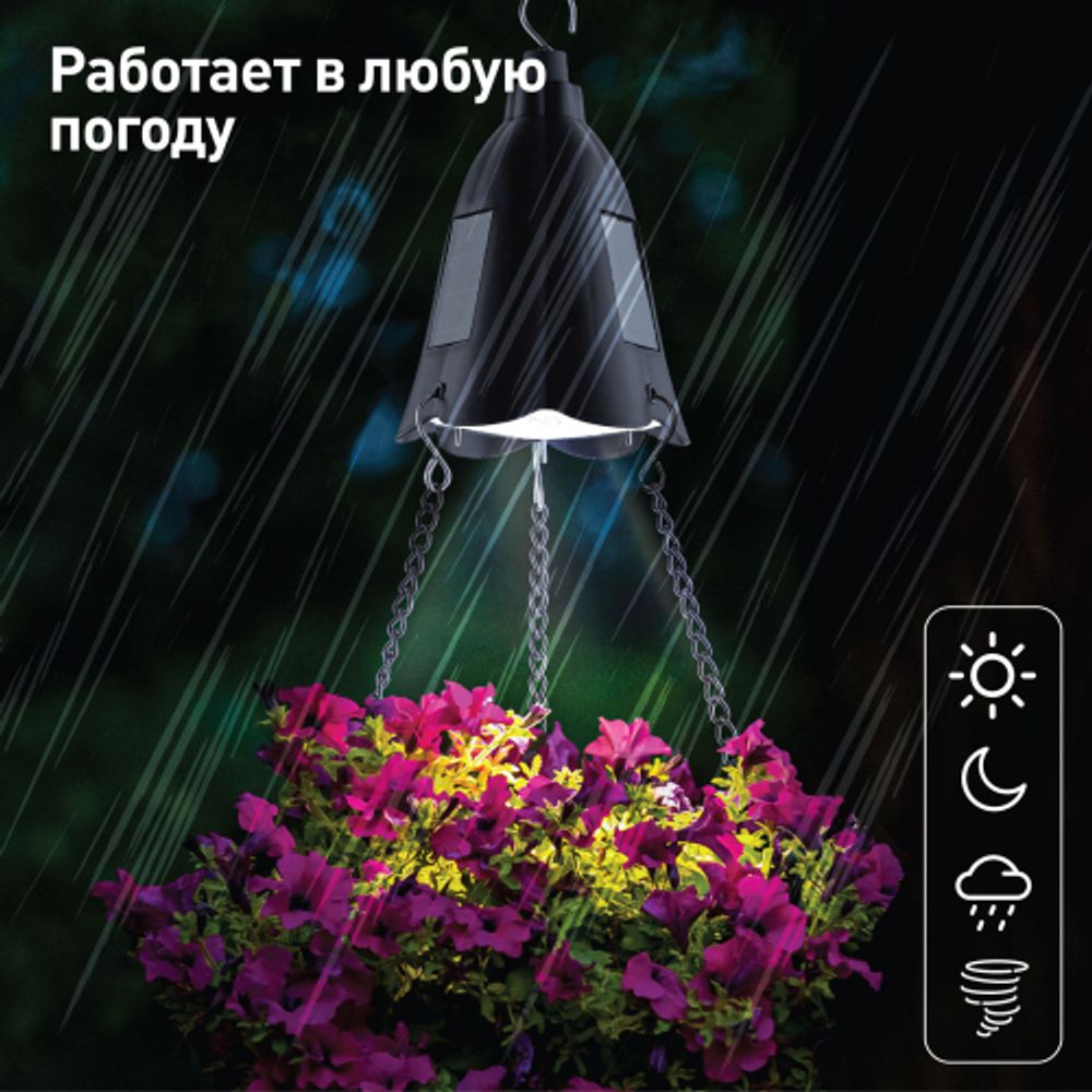 Светильник уличный ЭРА ERASF024-30 на солнечной батарее подвесной для подсветки кашпо