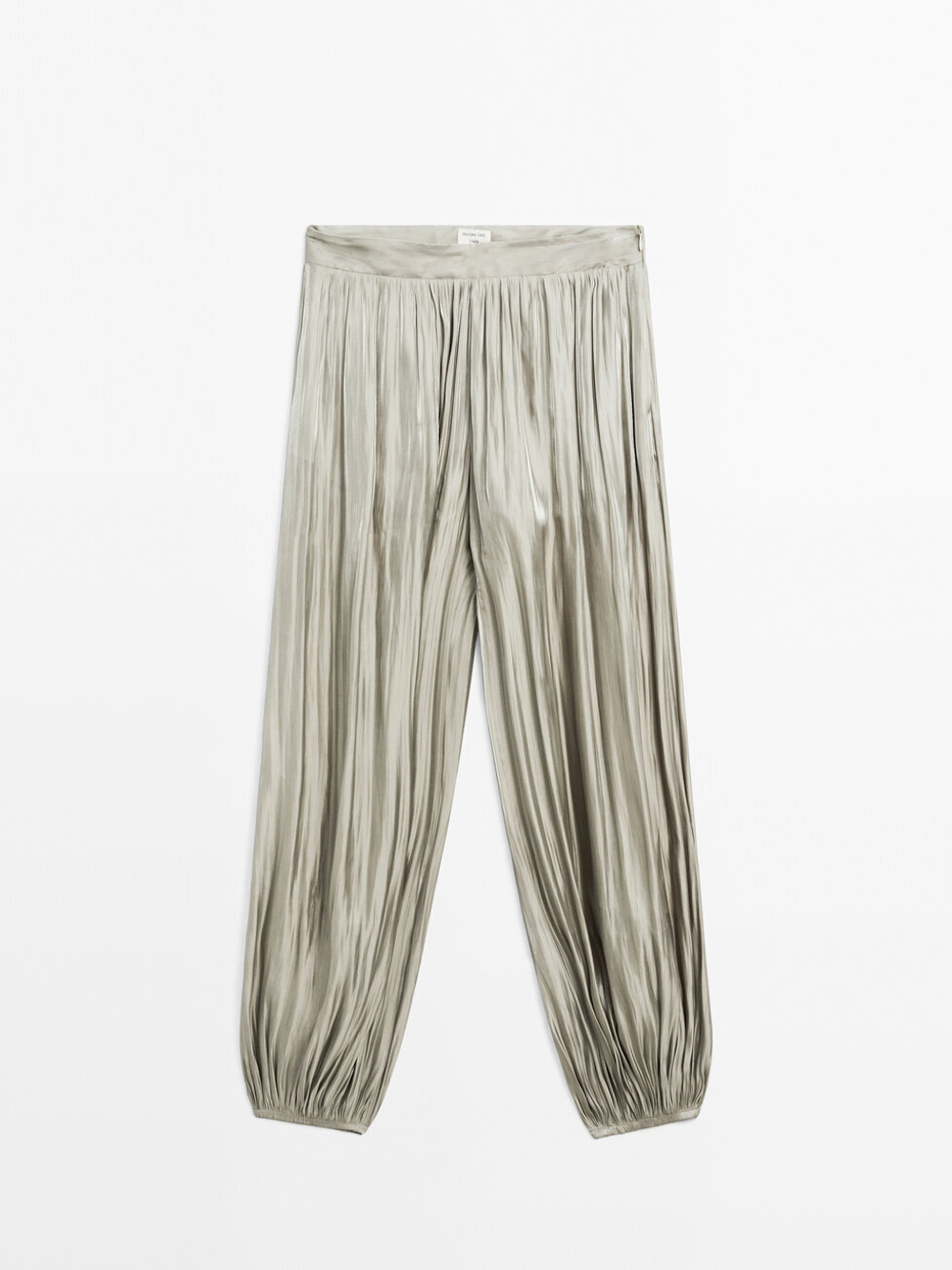 Massimo Dutti Блестящие брюки-баллоны - STUDIO, бледно-зеленый