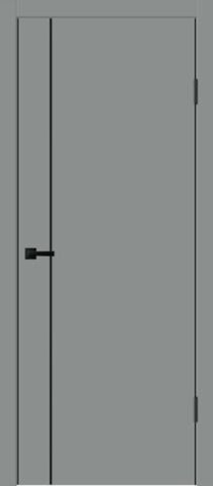 Межкомнатная дверь Velldoris Techno Black MV 1 PG (черная алюминиевая кромка с 4-х сторон, молдинг черный) Серый агат