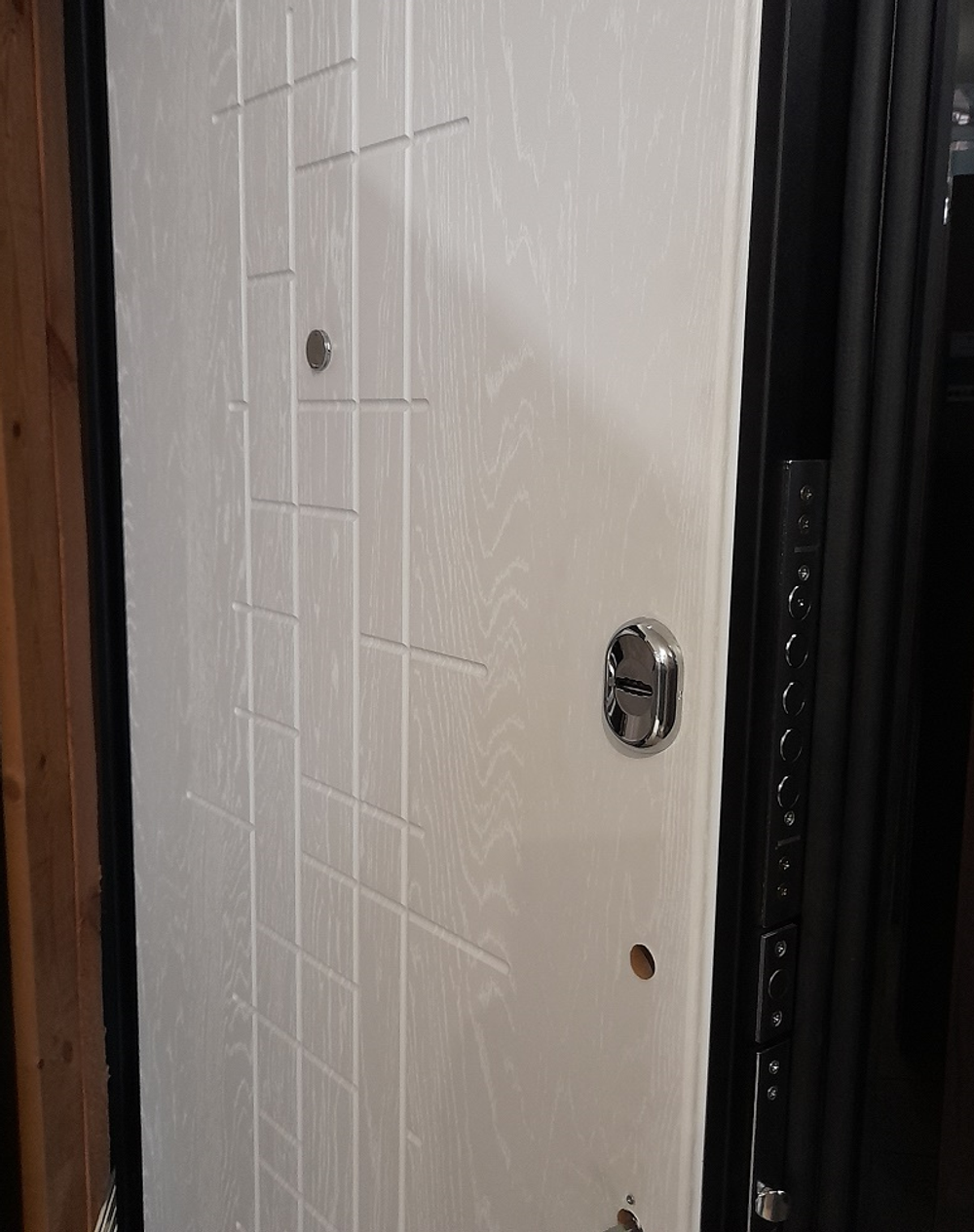 Входная металлическая дверь RеХ (РЕКС) 12 Ясень черный / ФЛ-289 Белый ясень