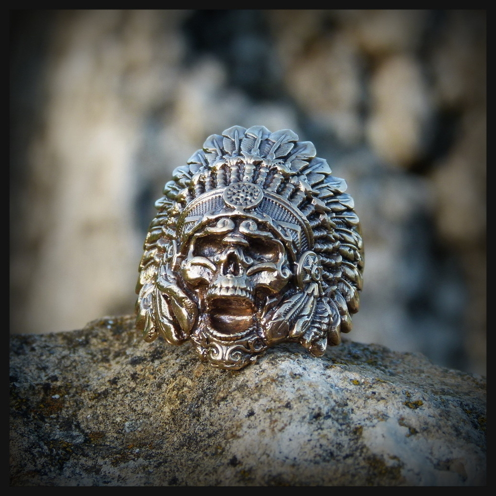 Кольцо мужское "Вождь" бронза , печатка для мужчины