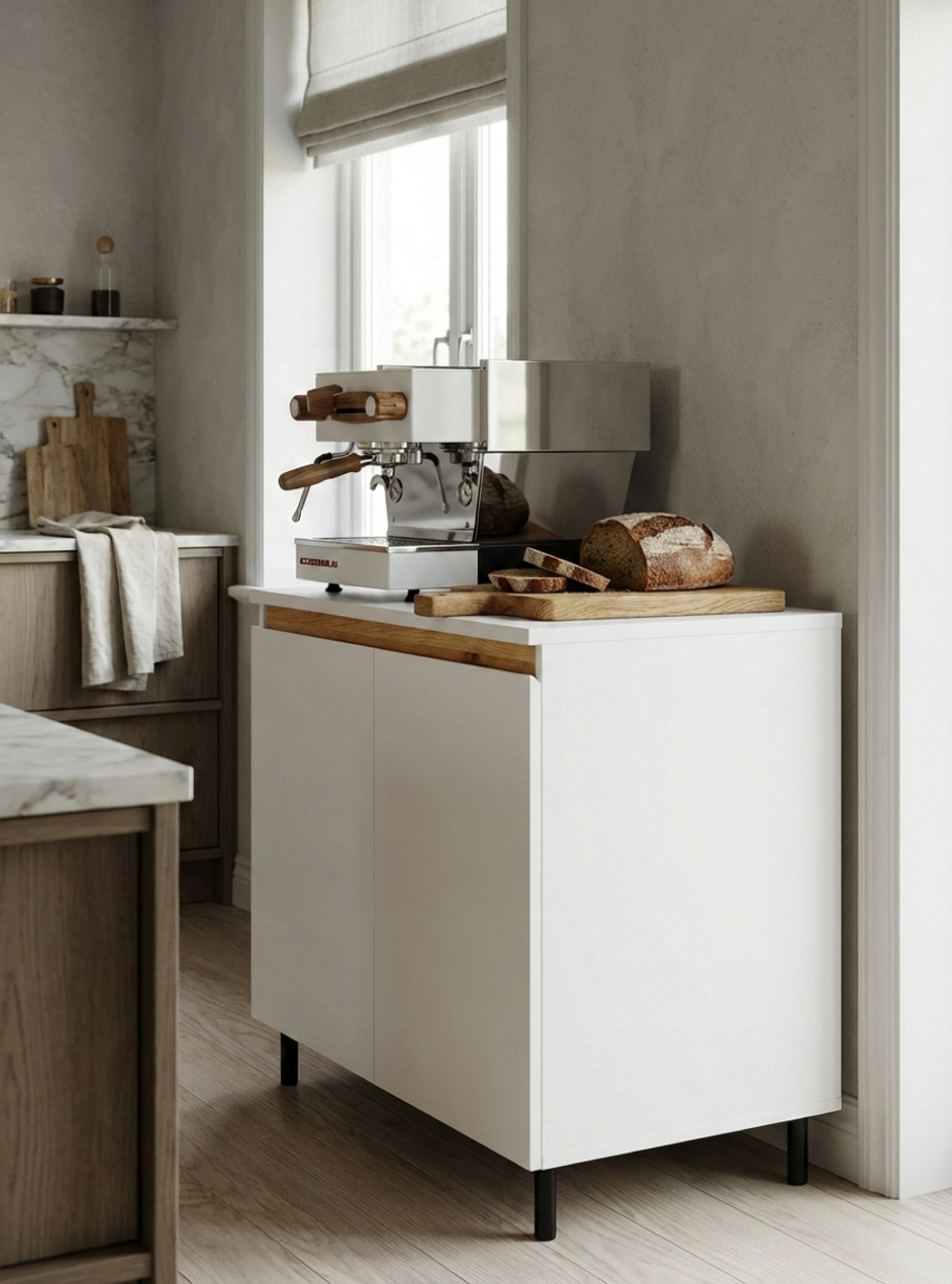 Кухонный модуль напольный, 80х60х85, Валенсия, 2 двери со столешницей, белый, Dipriz