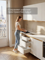 Кухонный модуль напольный 60х45х83, Валенсия, с 3-мя ящиками без столешницы, с дубовыми панелями, на ножках / белый, массив дуба, Dipriz