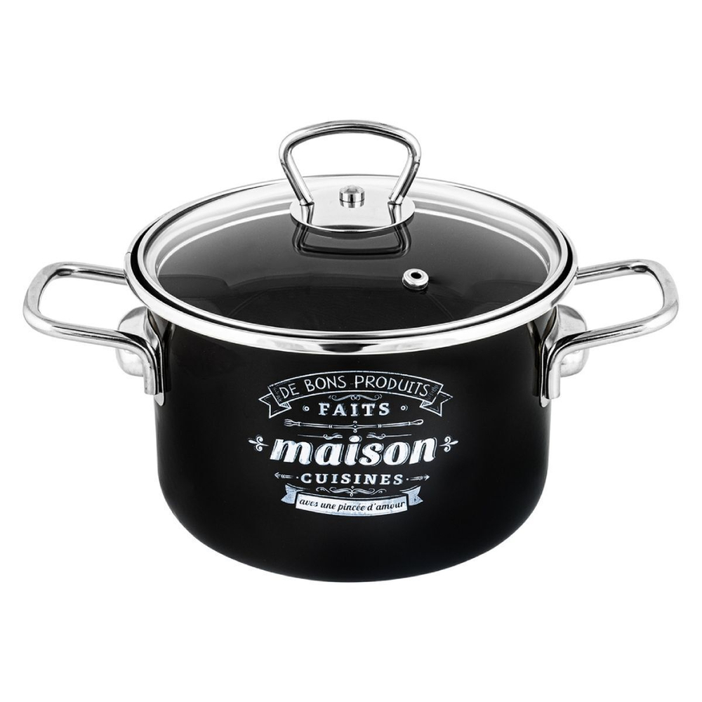 Кастрюля сталь, эмал, 3 л, с крыш, крышка стекло, Appetite, Maison, 1SD185S, индукц