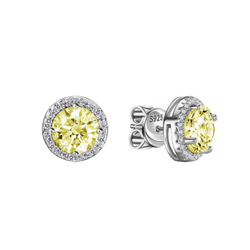 Серьги-гвоздики круг в обсыпке шампань