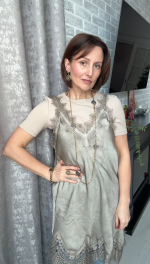 Колье длинная золот.цепь с монетами с профилем римс.импер., оттенок серебро с золот.кантом