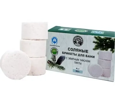 Соляные брикеты для бани «С эфирным маслом Пихта» 350г ТМ «Бацькина баня»