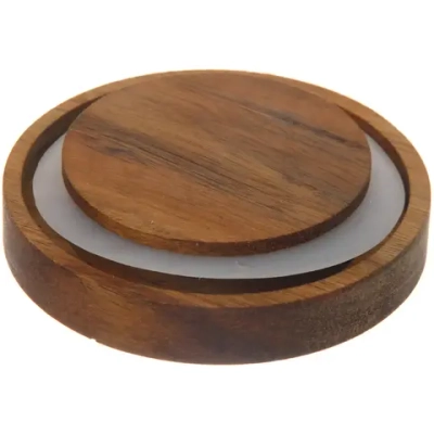 Банка для продуктов стеклянная 1000мл «Хай-Тек» с крышкой из акации 9*20см