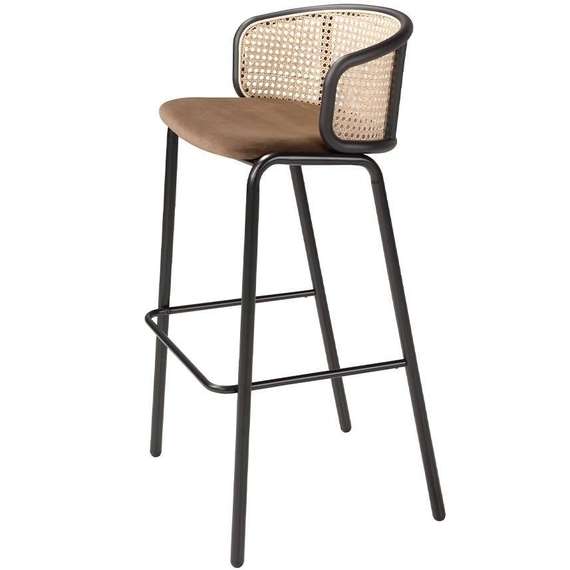 Барный стул Angel Cerda 4128 со спинкой из ротанга
