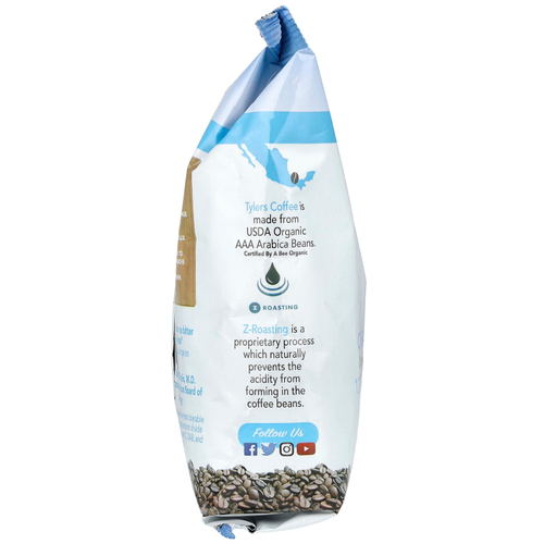 Tylers Coffees, Органический кофе, обычный, цельные зерна, 12 унций