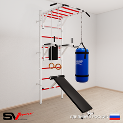Шведская стенка Sv Sport 5511 (Турник рукоход/Брусья/Скамья/Кольца/Цепь/Мешок 15кг)