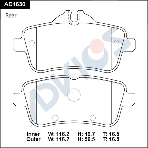 Дисковые тормозные колодки ADVICS (еврокерамика) задние AD1630