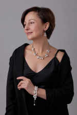 Колье Currant белый жемчуг, оттенок серебро