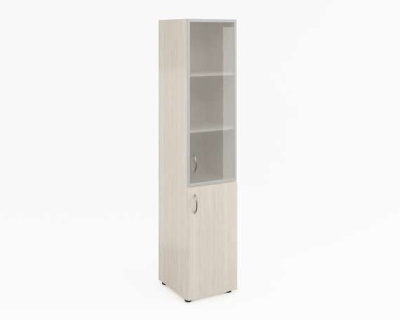 Шкаф узкий высокий с сатин. стеклом в алюм. раме (без топа) ФР-6.1+8.0.1+60.0+С504 400x448x1938