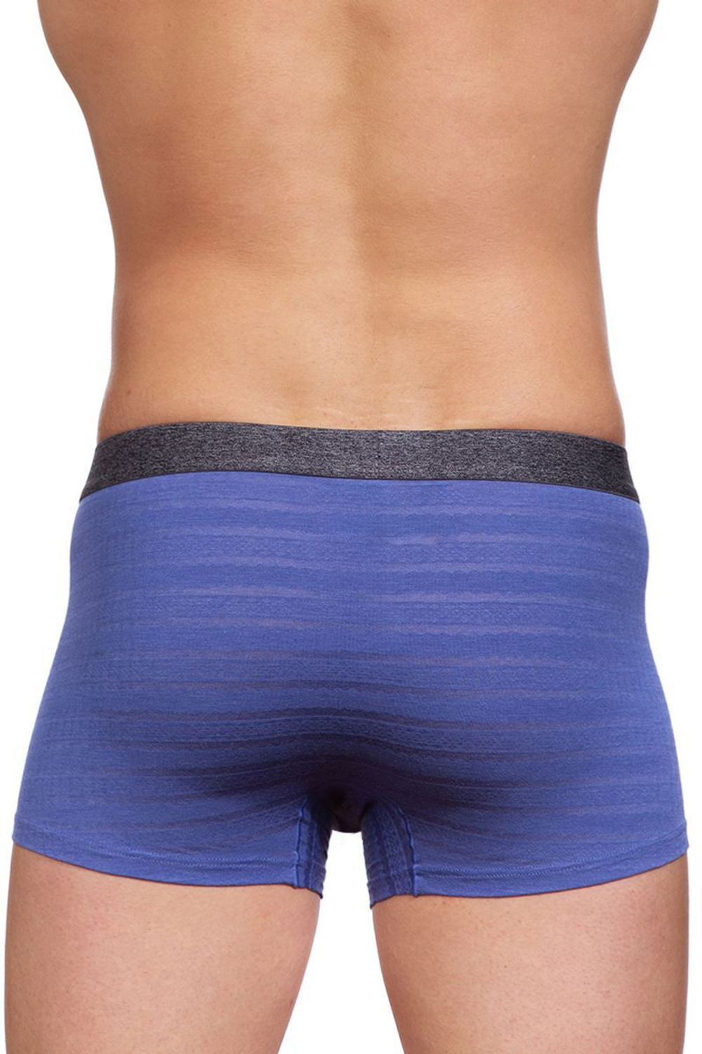 Классические тонкие боксеры из рибана в полоску (Размер: L) (Цвет: синий)