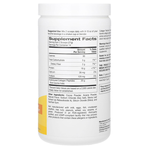 Super Nutrition, пептиды коллагена, с шоколадным вкусом, 378 г (13,33 унции)