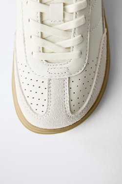 ZARA КОЖАНЫЕ КРОССОВКИ BAREFOOT, БЕЛЫЙ