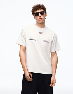 BERSHKA Футболка свободного кроя «Fast & Furious», белый