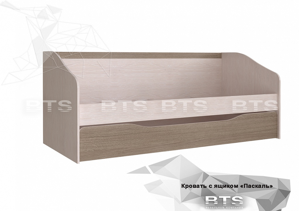 Кровать Паскаль с ящиками дуб атланта/ясень шимо
