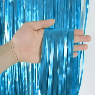 Занавес фольгированный «Дождь» ш1м, в2м (матовый), Синий